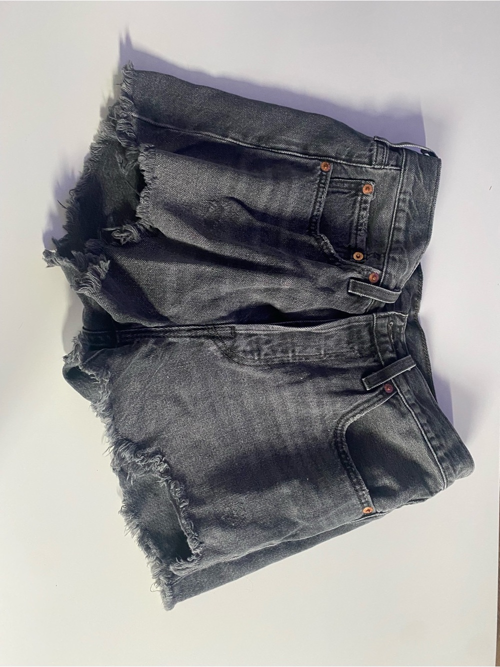 Levi's Black Frayed Hem Denim Cutoff Shorts